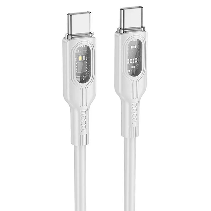 Дата кабель Hoco U120 Transparent explore intelligent power-off PD 60W Type-C to Type-C Gray