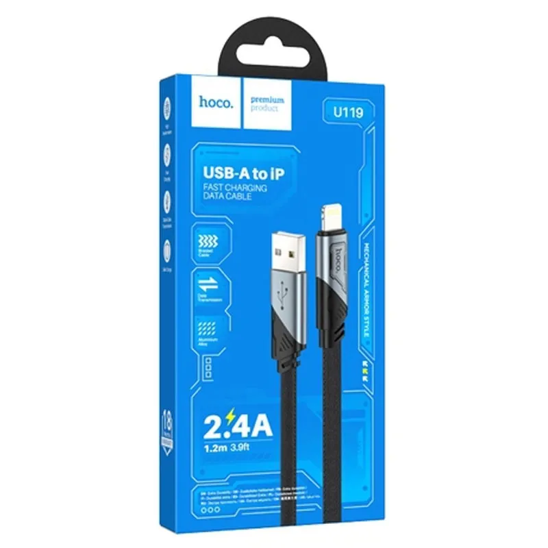 Дата кабель Hoco U119 Machine charging data USB to Lightning Black — фото 2