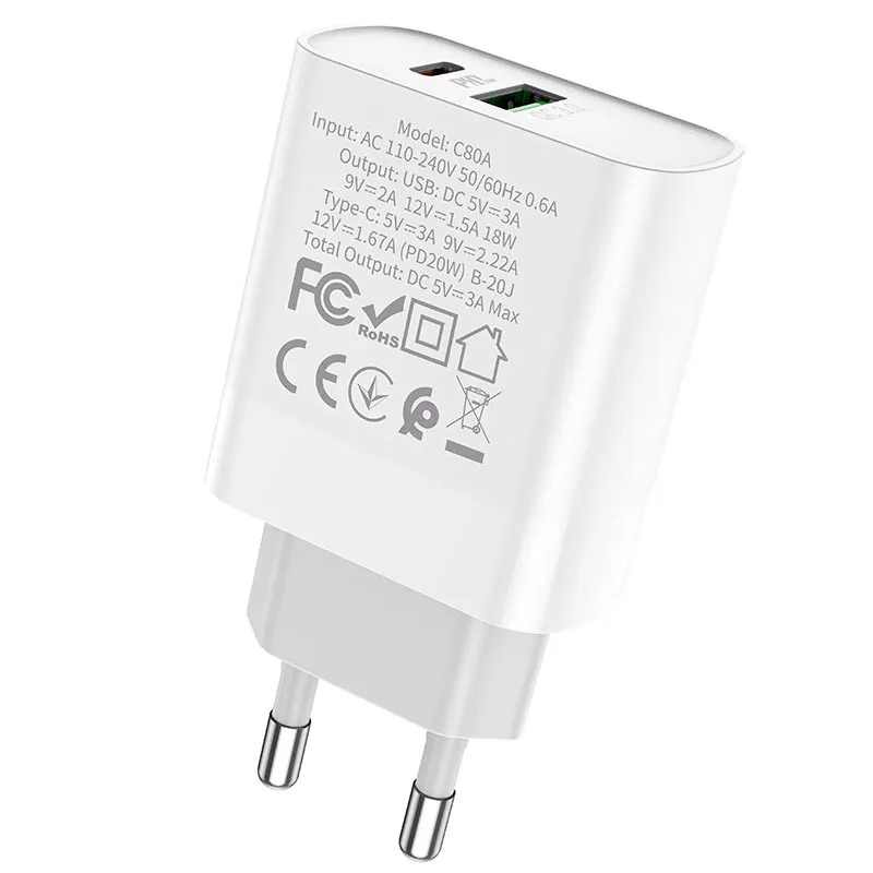 МЗП Hoco C80A Plus Rapido PD20W+QC3.0 White — фото 4