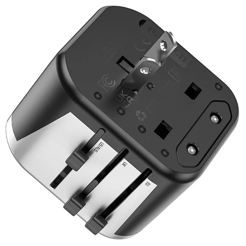 Мережевий універсальний перехідник Hoco AC5 Level 2USB+Socket Black — фото 5