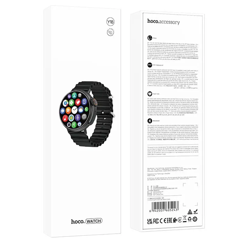 Смарт-годинник Hoco Y18 Smart sports watch Black — фото 4