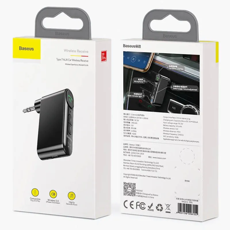 Bluetooth ресивер Baseus BSBA-02 AUX Wireless Audio Receiver Black — фото 6