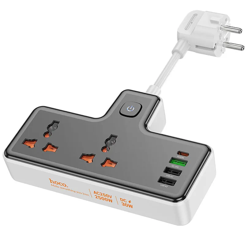 Подовжувач Hoco AC12A Reise +Socket Black