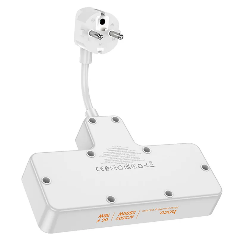 Подовжувач Hoco AC12A Reise +Socket Black — фото 2