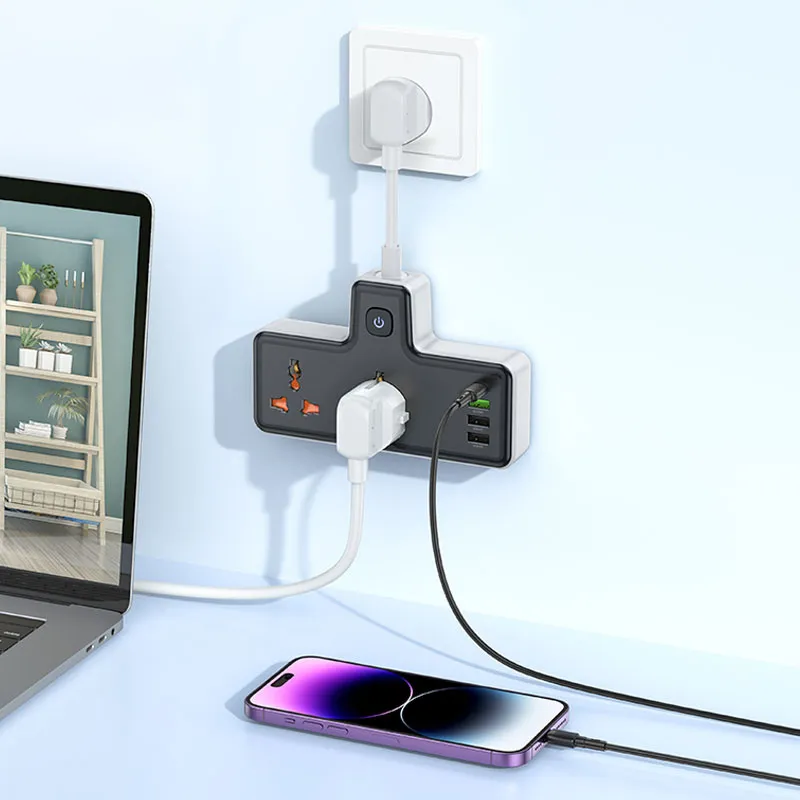 Подовжувач Hoco AC12A Reise +Socket Black — фото 3
