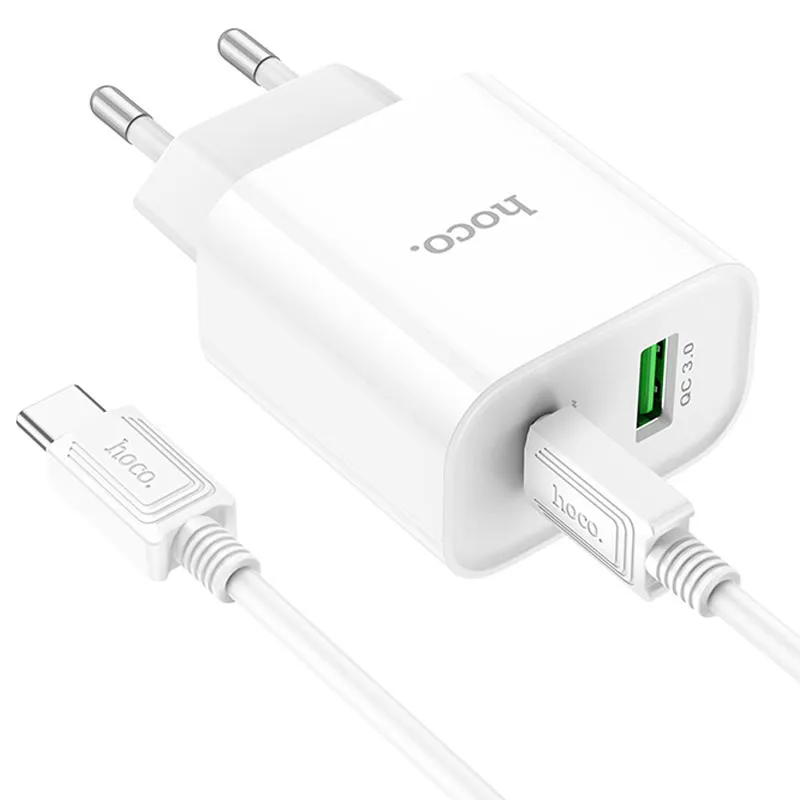 МЗП Hoco C80A Plus Rapido PD20W+QC3.0 + кабель Type-C to Type-C White — фото 3