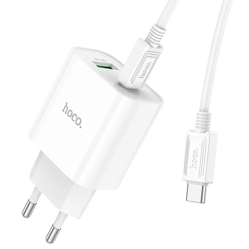 МЗП Hoco C80A Plus Rapido PD20W+QC3.0 + кабель Type-C to Type-C White — фото 4