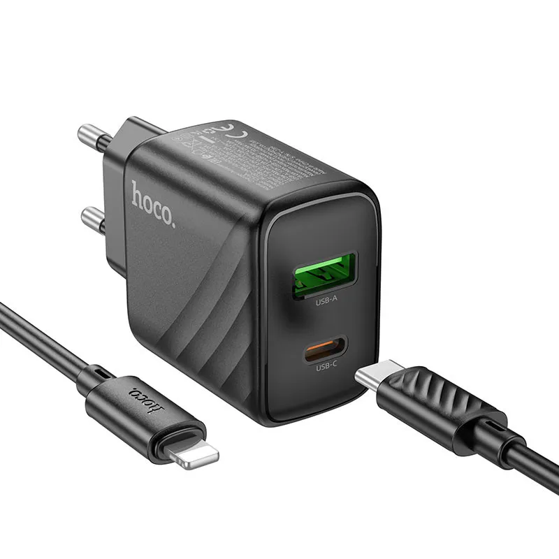 МЗП Hoco CS23A Sunlight PD30W+QC3.0 + кабель Type-C to Lightning Black — фото 2