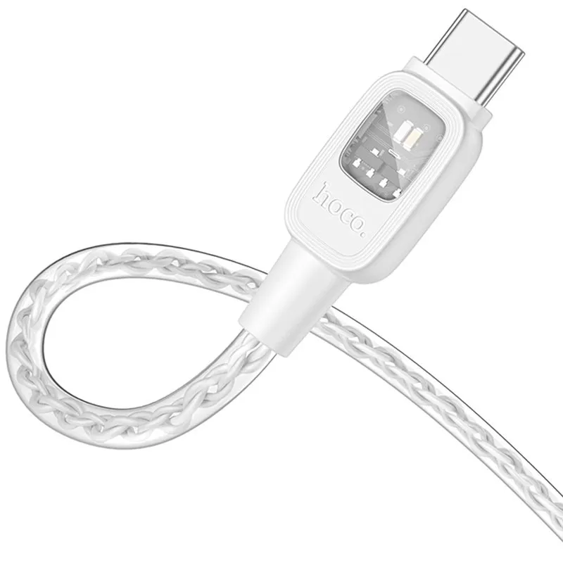 Дата кабель Hoco U124 Stone silicone power-off 60W Type-C to Type-C Gray — фото 3