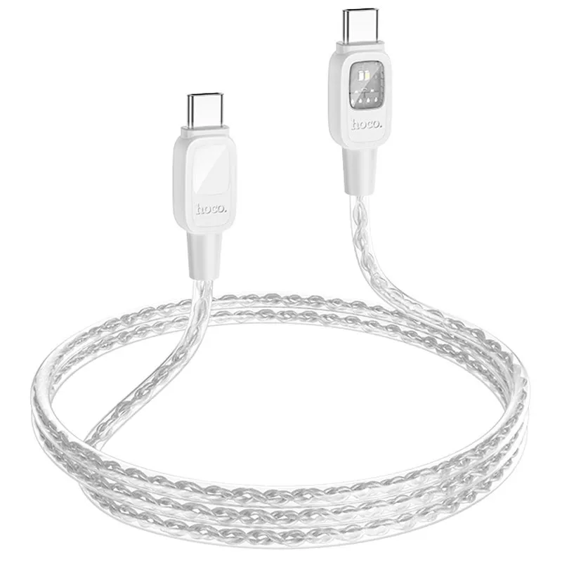 Дата кабель Hoco U124 Stone silicone power-off 60W Type-C to Type-C Gray — фото 4
