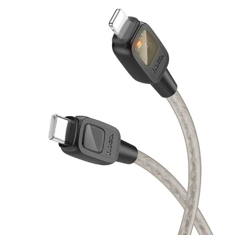 Дата кабель Hoco U124 Stone silicone power-off Type-C to Lightning Black — фото 2