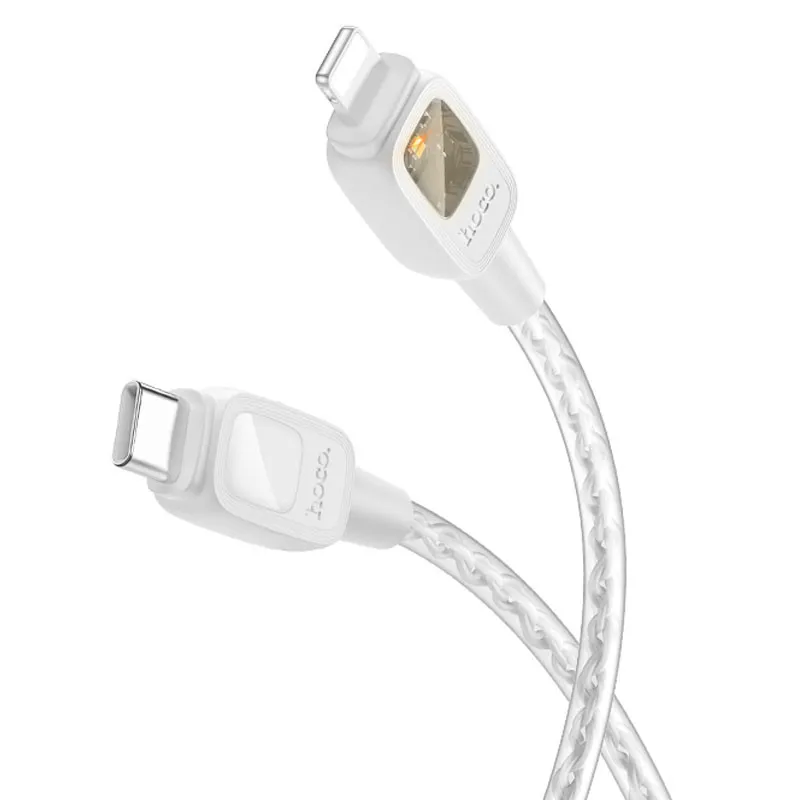 Дата кабель Hoco U124 Stone silicone power-off Type-C to Lightning Gray — фото 2