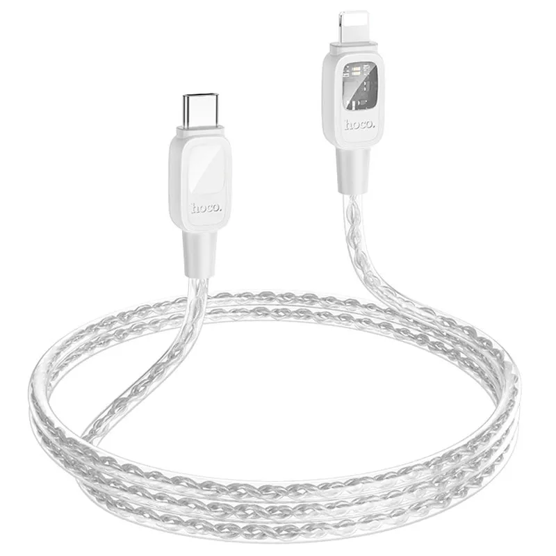 Дата кабель Hoco U124 Stone silicone power-off Type-C to Lightning Gray — фото 4