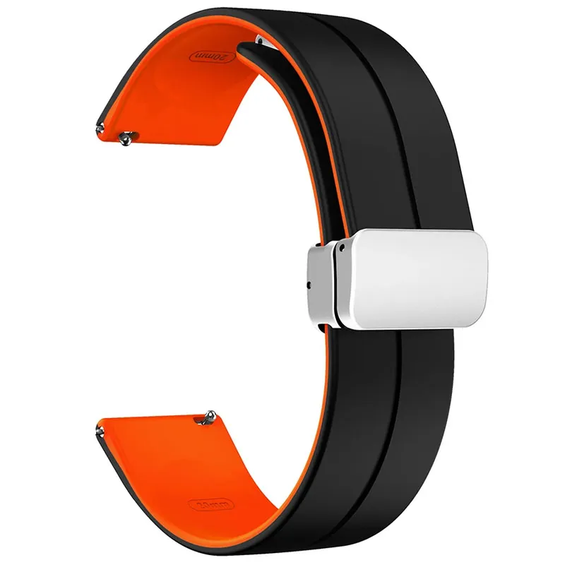 Силіконовий ремінець Classy для Smart Watch 20mm Black / Orange — фото 2