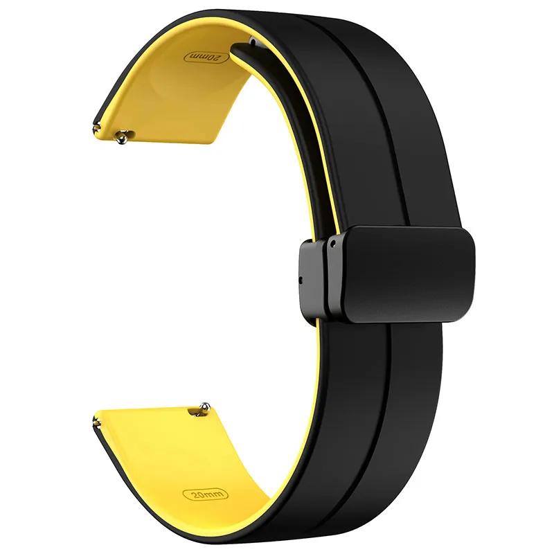 Силіконовий ремінець Classy для Smart Watch 20mm Black / Yellow — фото 2