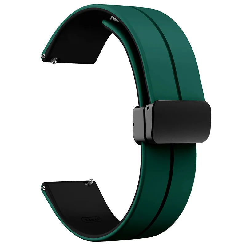 Силіконовий ремінець Classy для Smart Watch 20mm Green / Black — фото 2