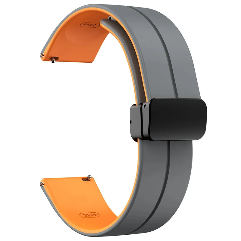 Силіконовий ремінець Classy для Smart Watch 20mm Grey / Orange — фото 2