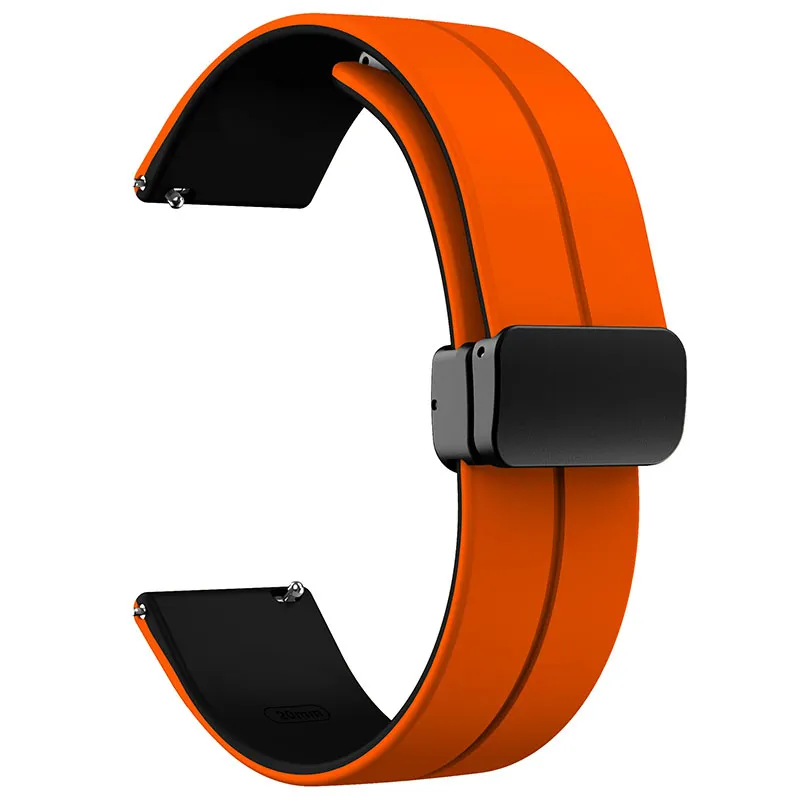 Силіконовий ремінець Classy для Smart Watch 20mm Orange / Black — фото 2