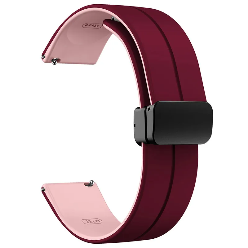 Силіконовий ремінець Classy для Smart Watch 20mm Plum / Pink — фото 2