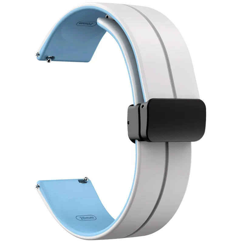 Силіконовий ремінець Classy для Smart Watch 20mm White / Blue — фото 2