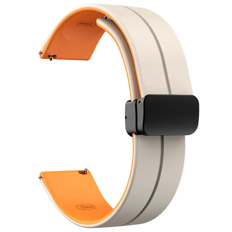 Силіконовий ремінець Classy для Smart Watch 20mm White / Orange — фото 2