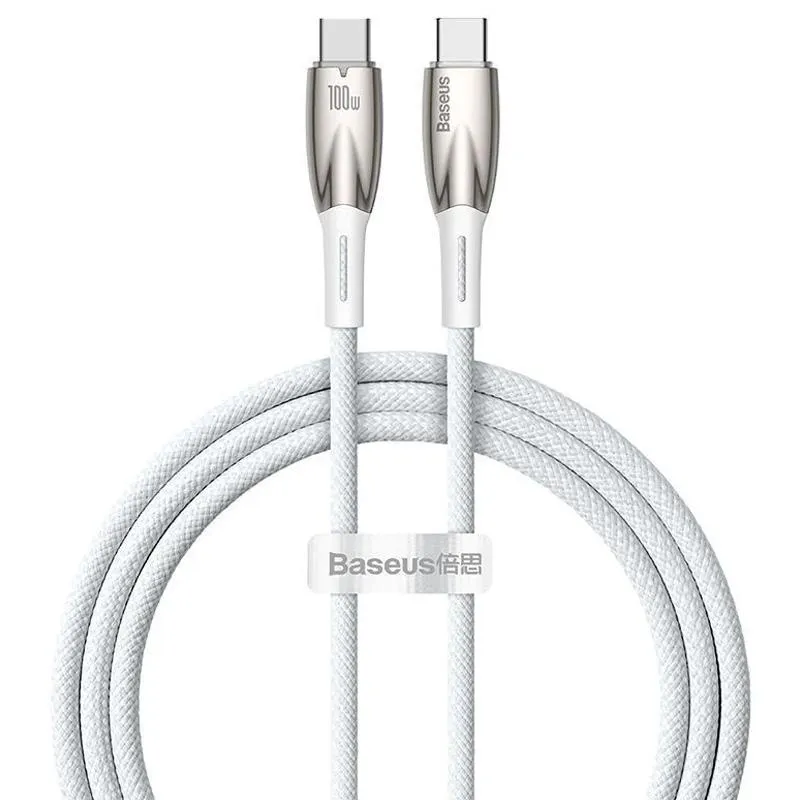 Дата кабель Baseus Glimmer Series Fast Charging Type-C to Type-C 100W 1m White