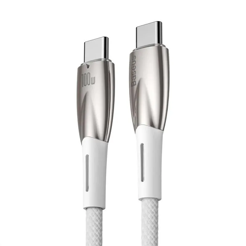 Дата кабель Baseus Glimmer Series Fast Charging Type-C to Type-C 100W 1m White — фото 2