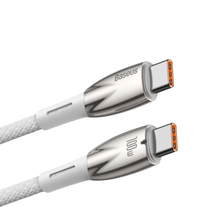Дата кабель Baseus Glimmer Series Fast Charging Type-C to Type-C 100W 1m White — фото 3