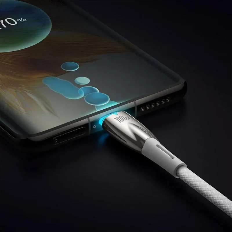 Дата кабель Baseus Glimmer Series Fast Charging Type-C to Type-C 100W 1m White — фото 4