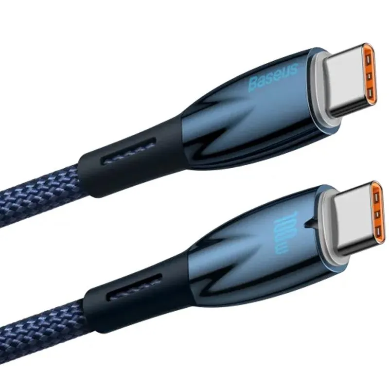 Дата кабель Baseus Glimmer Series Fast Charging Type-C to Type-C 100W 1m Blue — фото 2