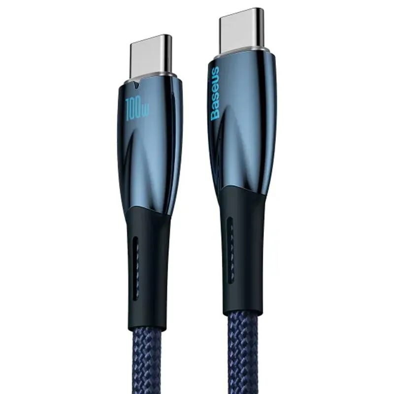 Дата кабель Baseus Glimmer Series Fast Charging Type-C to Type-C 100W 1m Blue — фото 3