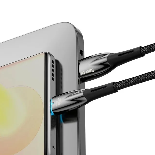 Дата кабель Baseus Glimmer Series Fast Charging Data Cable USB to Type-C 100W 1m Black — фото 3
