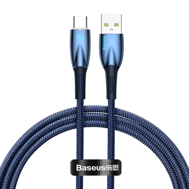 Дата кабель Baseus Glimmer Series Fast Charging Data Cable USB to Type-C 100W 1m Blue