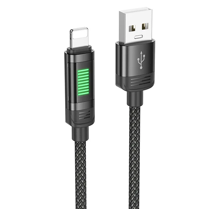 Дата кабель Hoco U126 Lantern 2.4A USB to Lightning Black