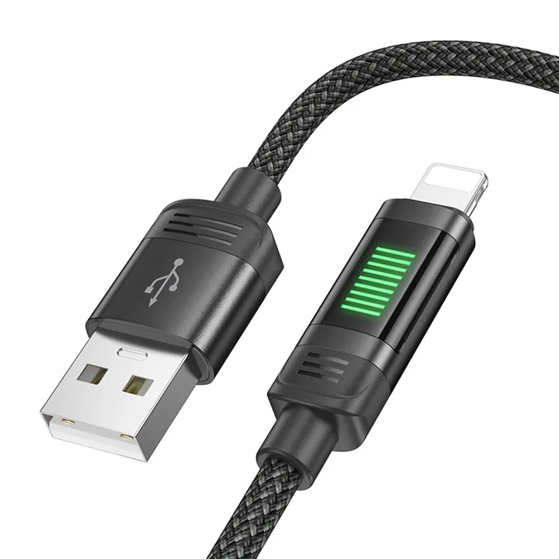Дата кабель Hoco U126 Lantern 2.4A USB to Lightning Black — фото 2