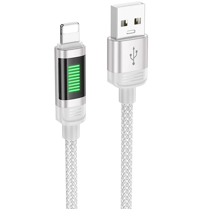 Дата кабель Hoco U126 Lantern 2.4A USB to Lightning Gray