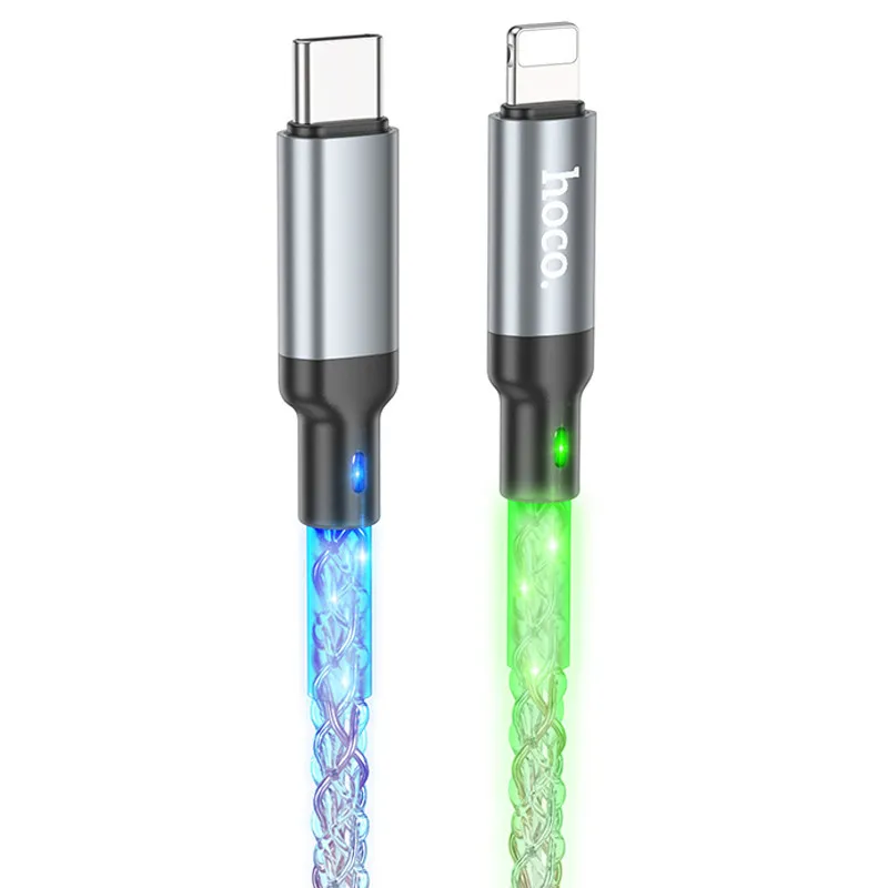 Дата кабель Hoco U112 Shine Type-C to Lightning 20W Gray