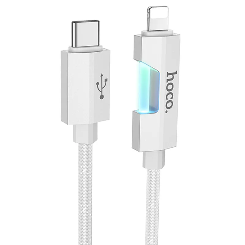 Дата кабель Hoco U123 Regent colorful 27W Type-C to Lightning Gray
