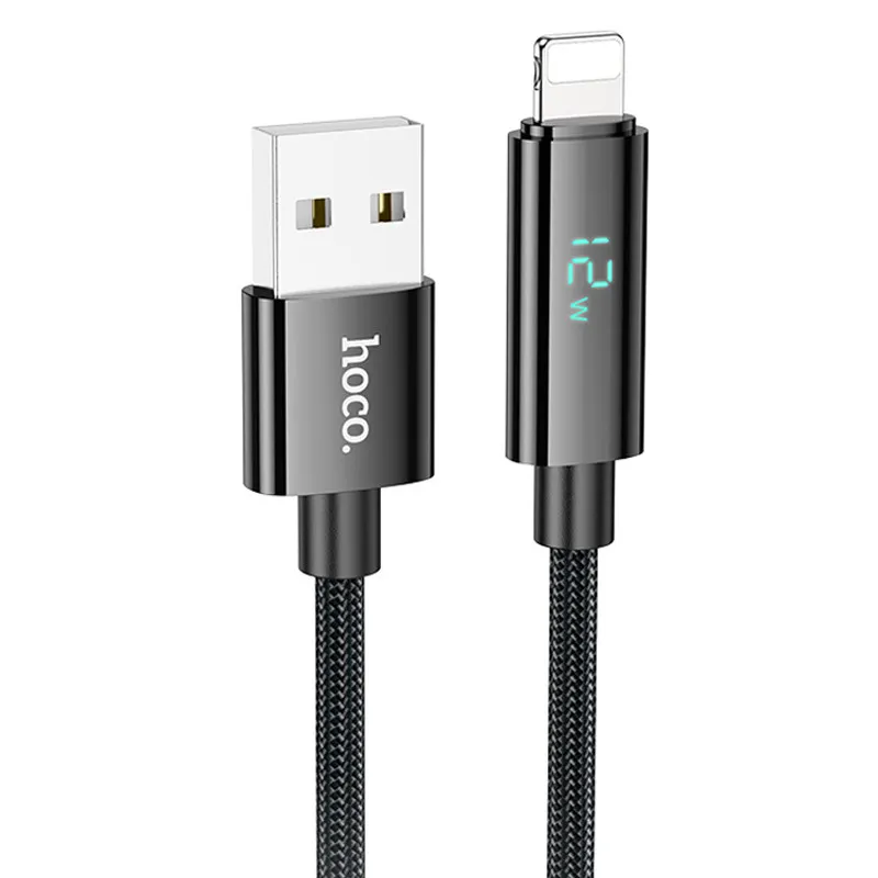 Дата кабель Hoco U125 Benefit 2.4A USB to Lightning with display Black