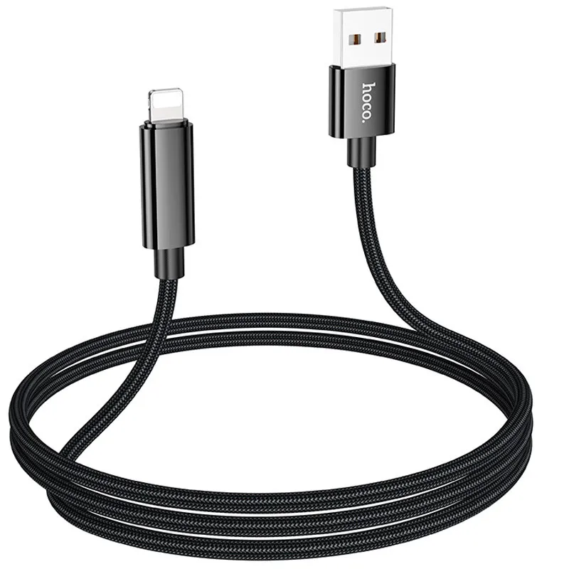 Дата кабель Hoco U125 Benefit 2.4A USB to Lightning with display Black — фото 4
