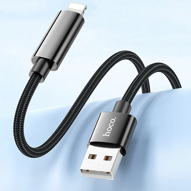 Дата кабель Hoco U125 Benefit 2.4A USB to Lightning with display Black — фото 5