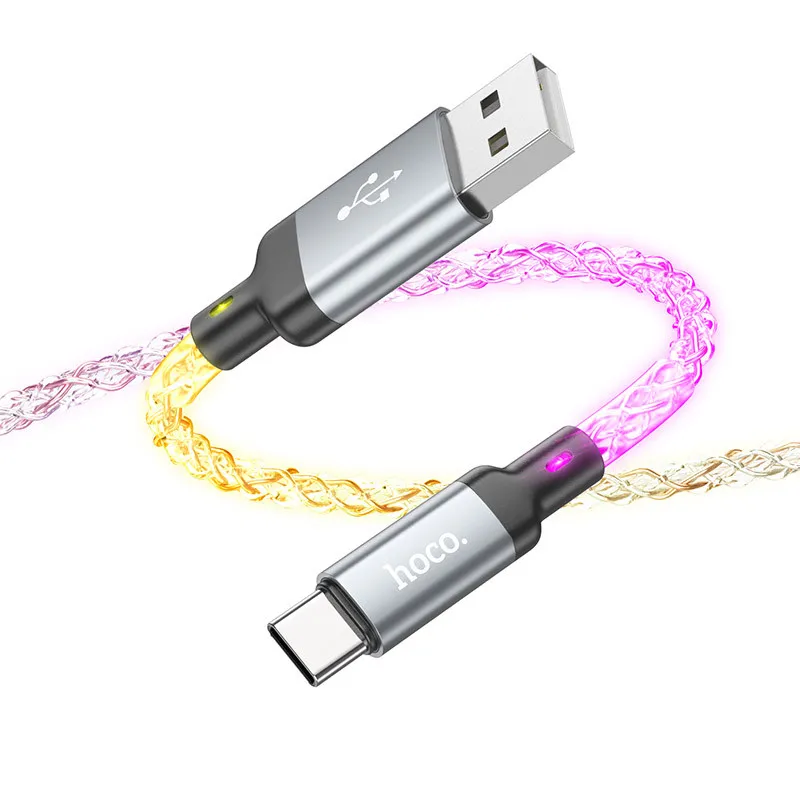 Дата кабель Hoco U112 Shine USB to Type-C 3A Gray — фото 3