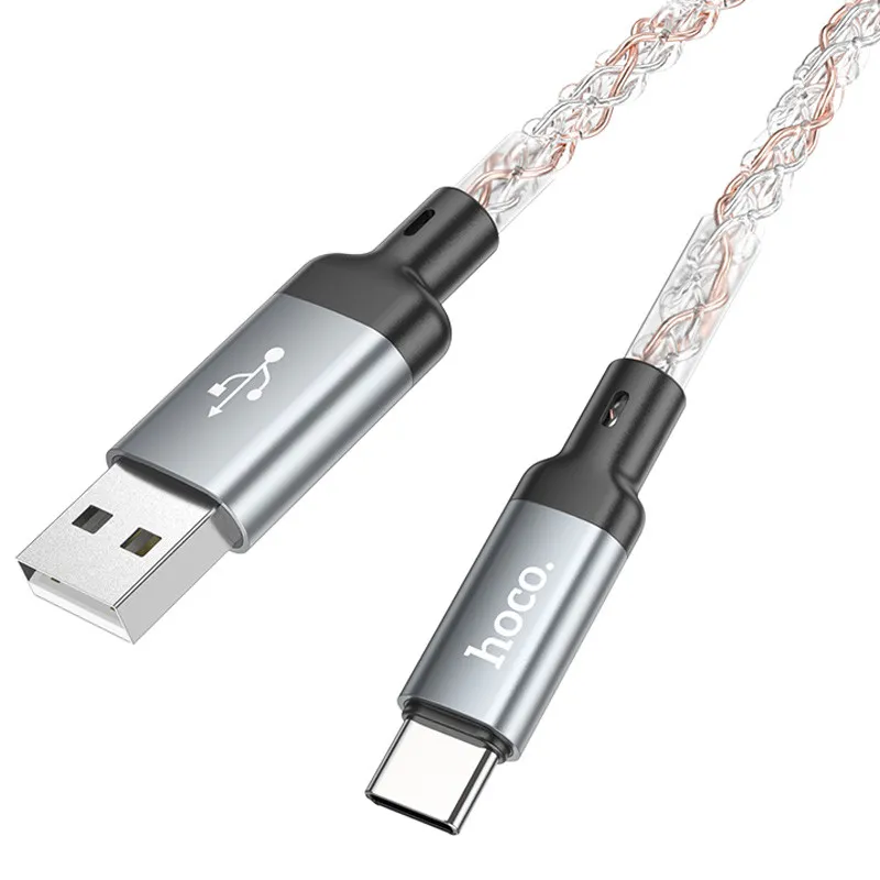 Дата кабель Hoco U112 Shine USB to Type-C 3A Gray — фото 4