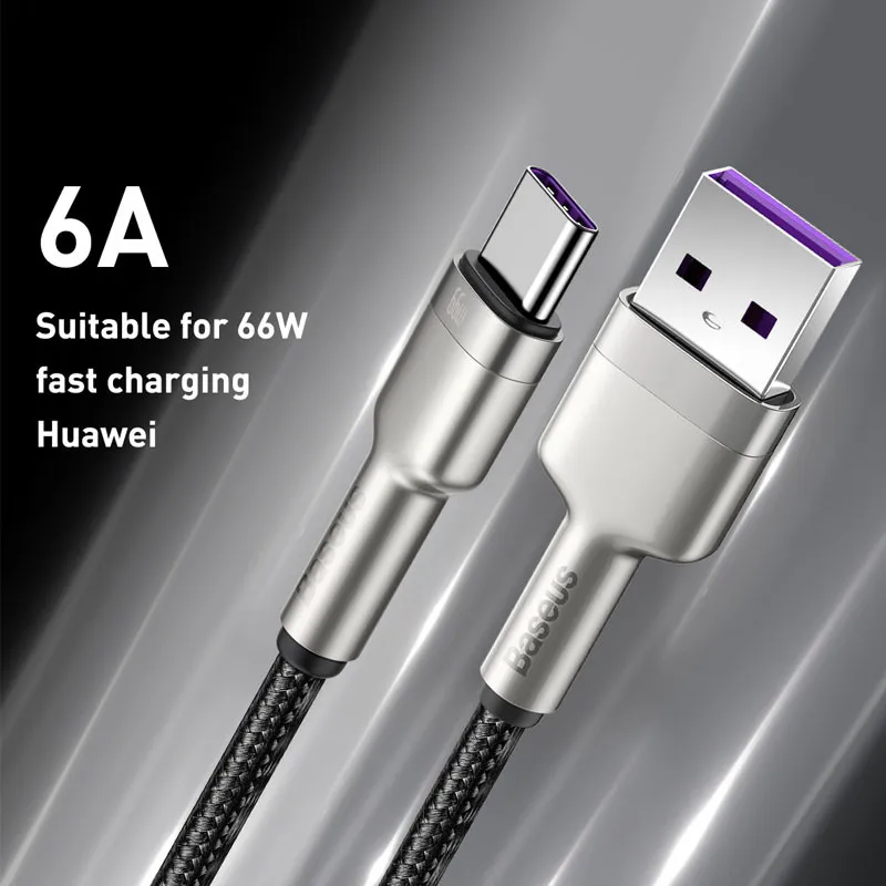 Дата кабель Baseus Cafule Metal USB to Type-C 66W Black — фото 4