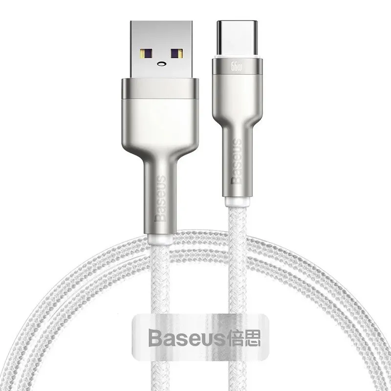 Дата кабель Baseus Cafule Metal USB to Type-C 66W White