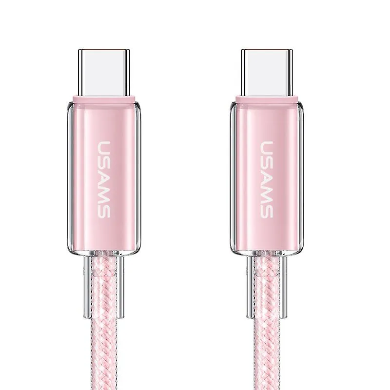 Дата кабель USAMS US-SJ660 Type-C to Type-C PD100W Cloud Series Pink