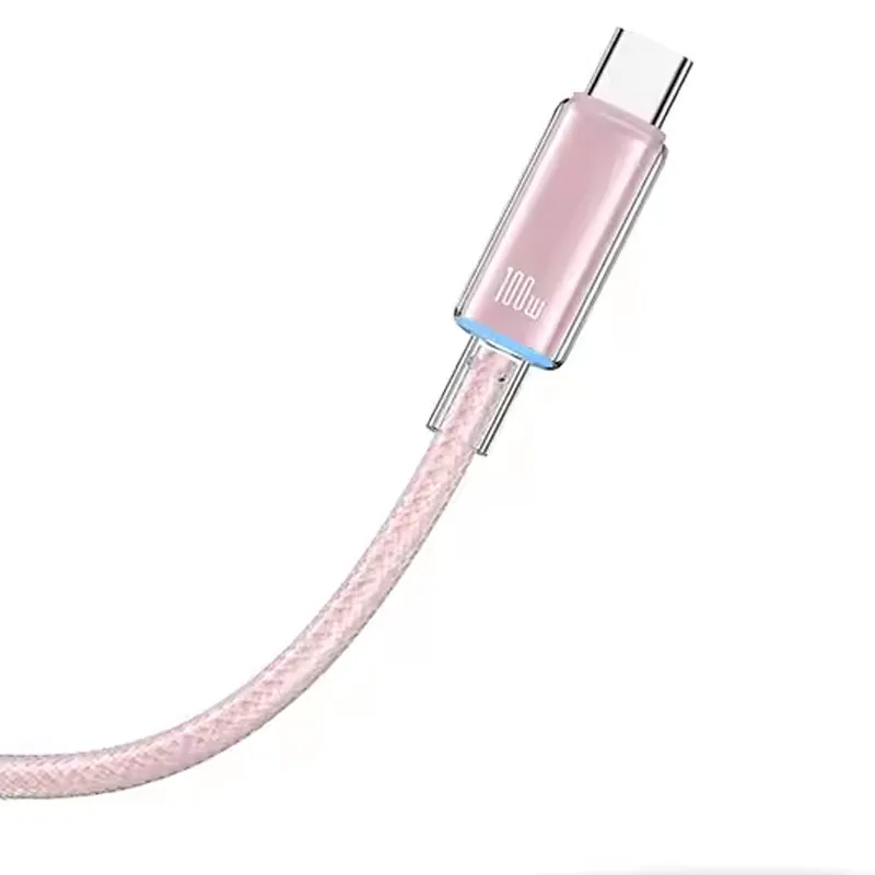 Дата кабель USAMS US-SJ660 Type-C to Type-C PD100W Cloud Series Pink — фото 2