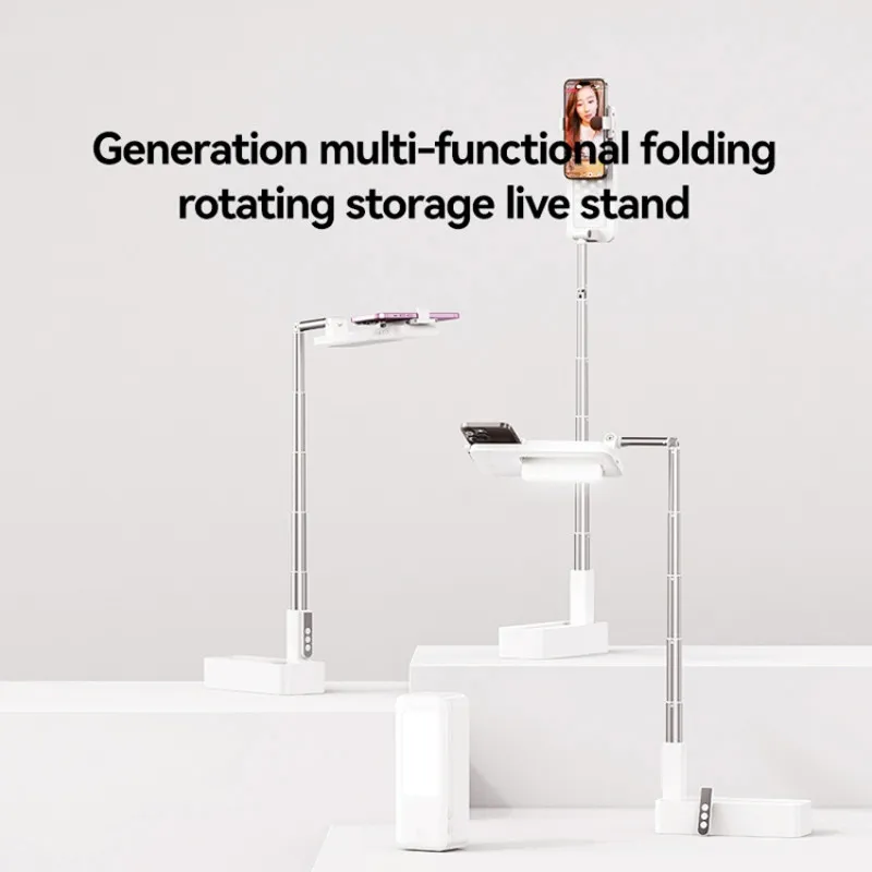 Підставка-тримач настільний USAMS US-ZB265 Multi-function Rotatable Folding Storage Live Stream White — фото 2