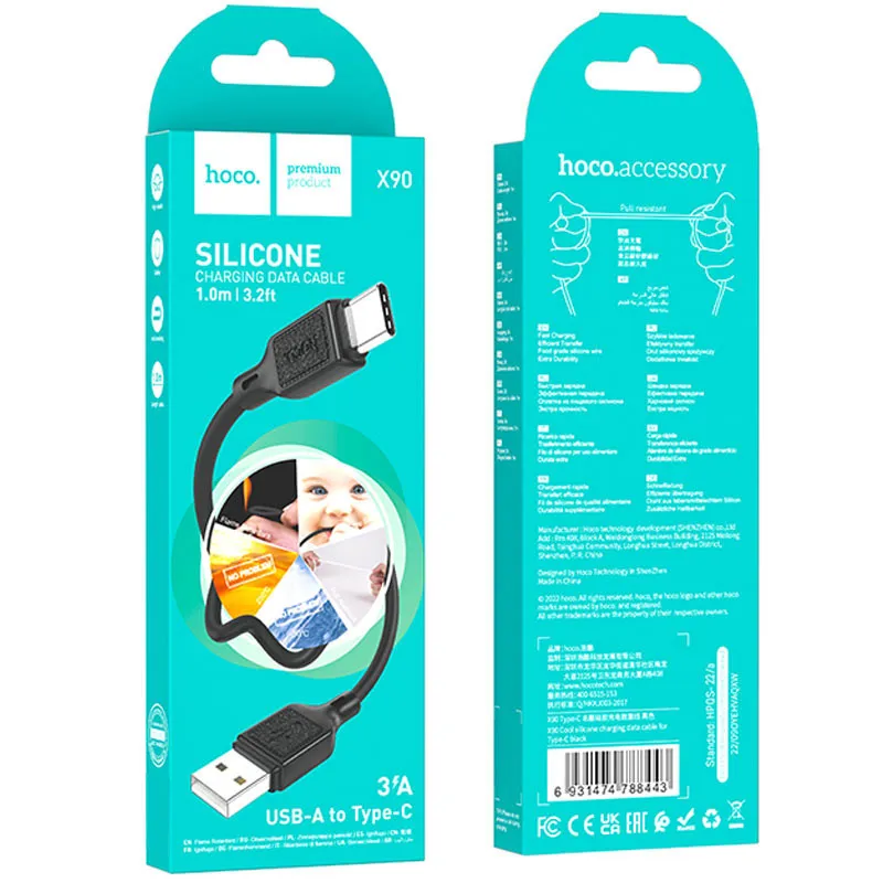 Дата кабель Hoco X90 Cool silicone USB to Type-C Black — фото 6