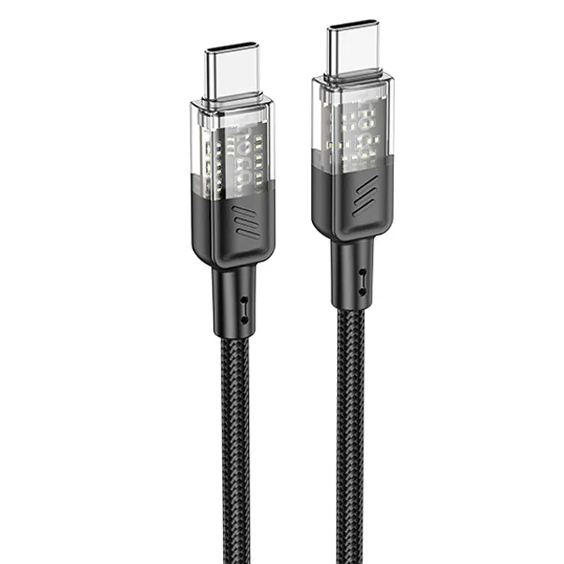 Дата кабель Hoco U129 Spirit Transparent Type-C to Type-C 60W Black
